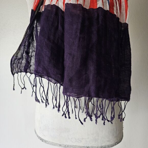 Gap Purple Orange Linen Cotton Scarf - Picture 5 of 5